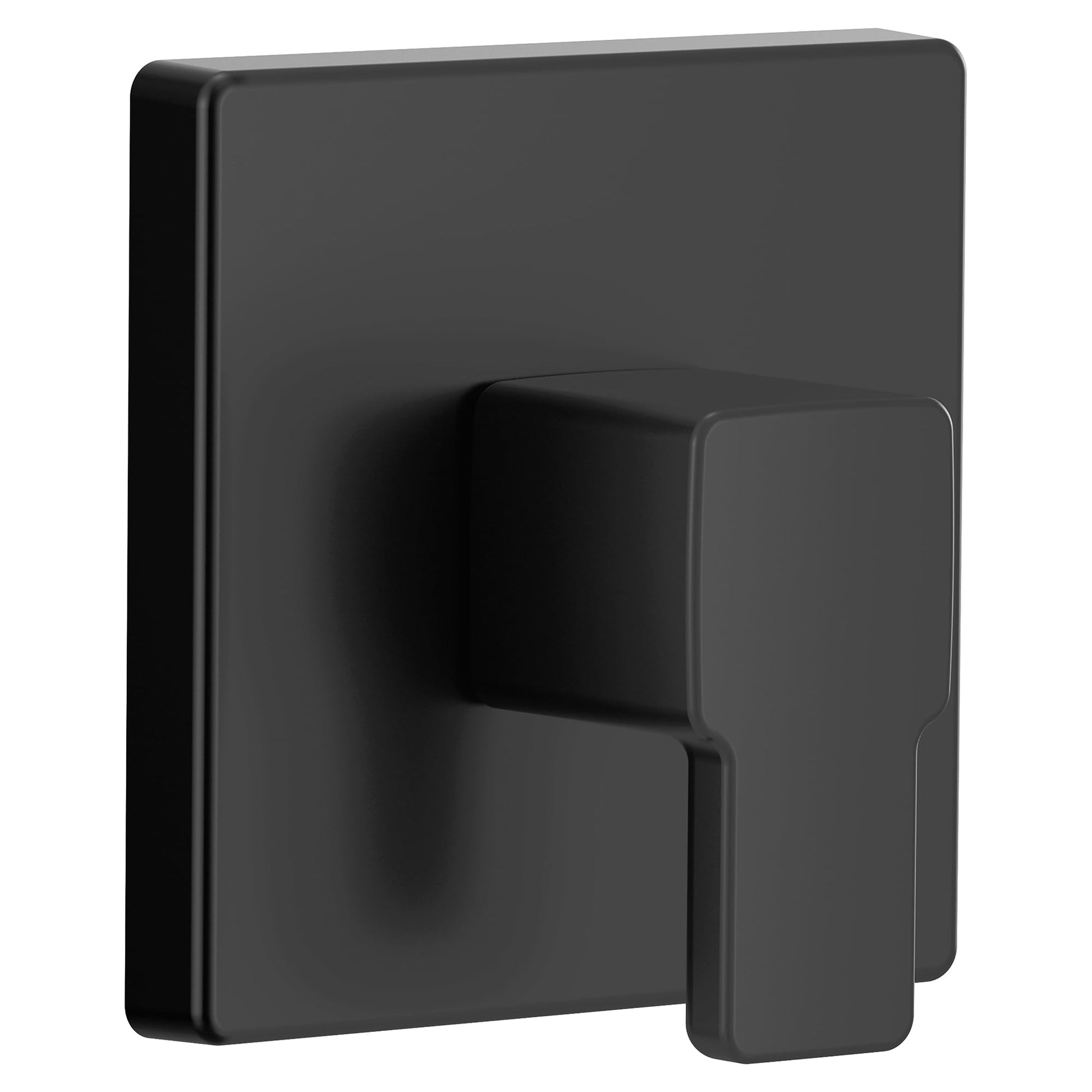 Matte black square transfer valve trim kit with single rectangular handle lever.
