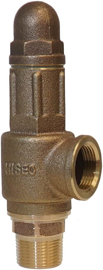 Bronze pressure relief valve with rounded top, threaded inlet port on bottom and side outlet connection.