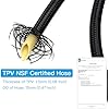 Black pull-out hose assembly with brass connector and mounting bracket on white background.