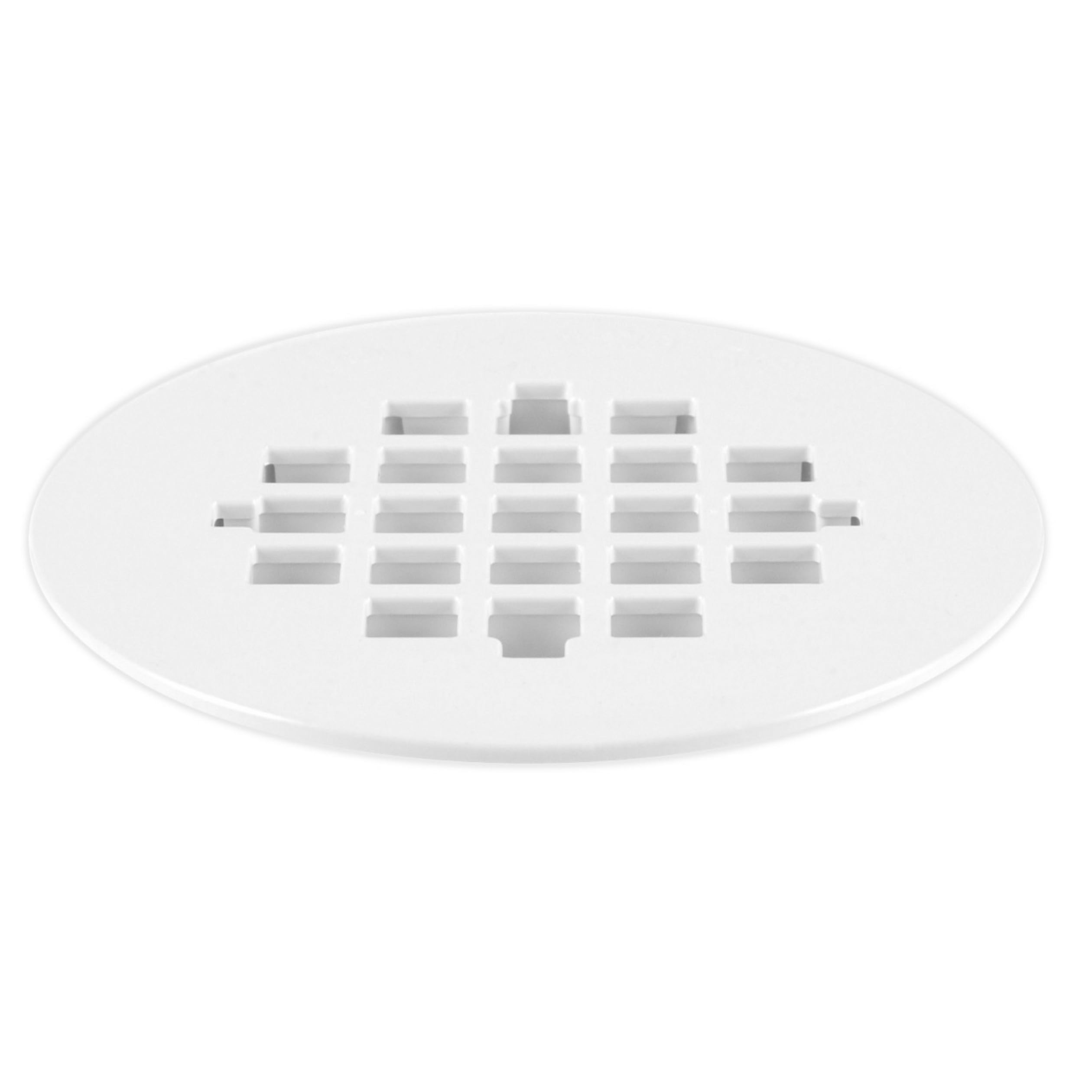 White square shower strainer with multiple rectangular drain holes arranged in a grid pattern.