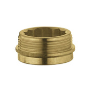 Brass valve seat with threaded exterior and star-shaped interior opening, 3/4" size.