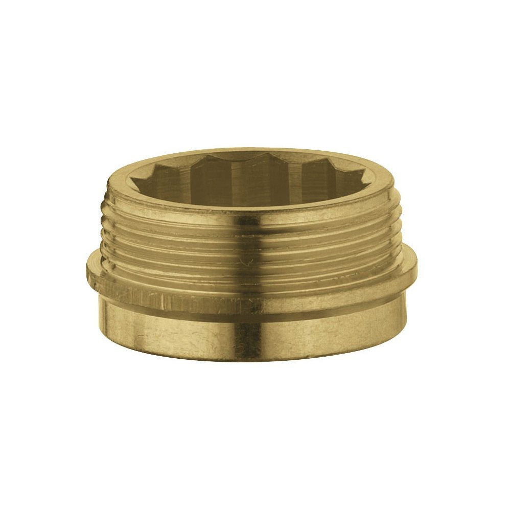 Brass valve seat with threaded exterior and star-shaped interior opening, 3/4" size.
