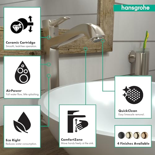 Hansgrohe 31303821 Metropol Classic Single-Hole Faucet 260 with Pop-Up Drain, 1.2 GPM in Brushed Nickel