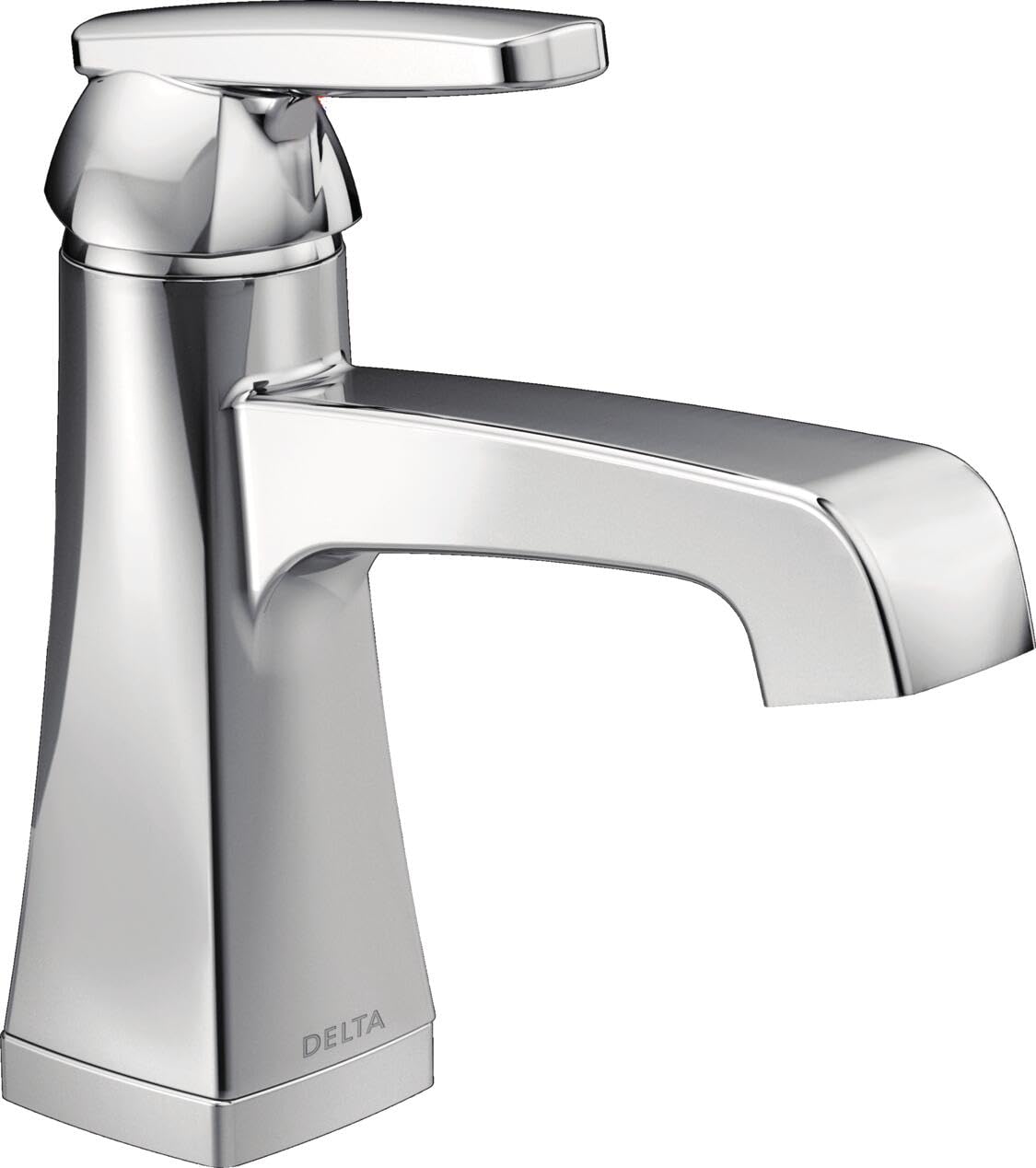 Chrome single-handle bathroom faucet with curved spout and pop-up drain assembly.