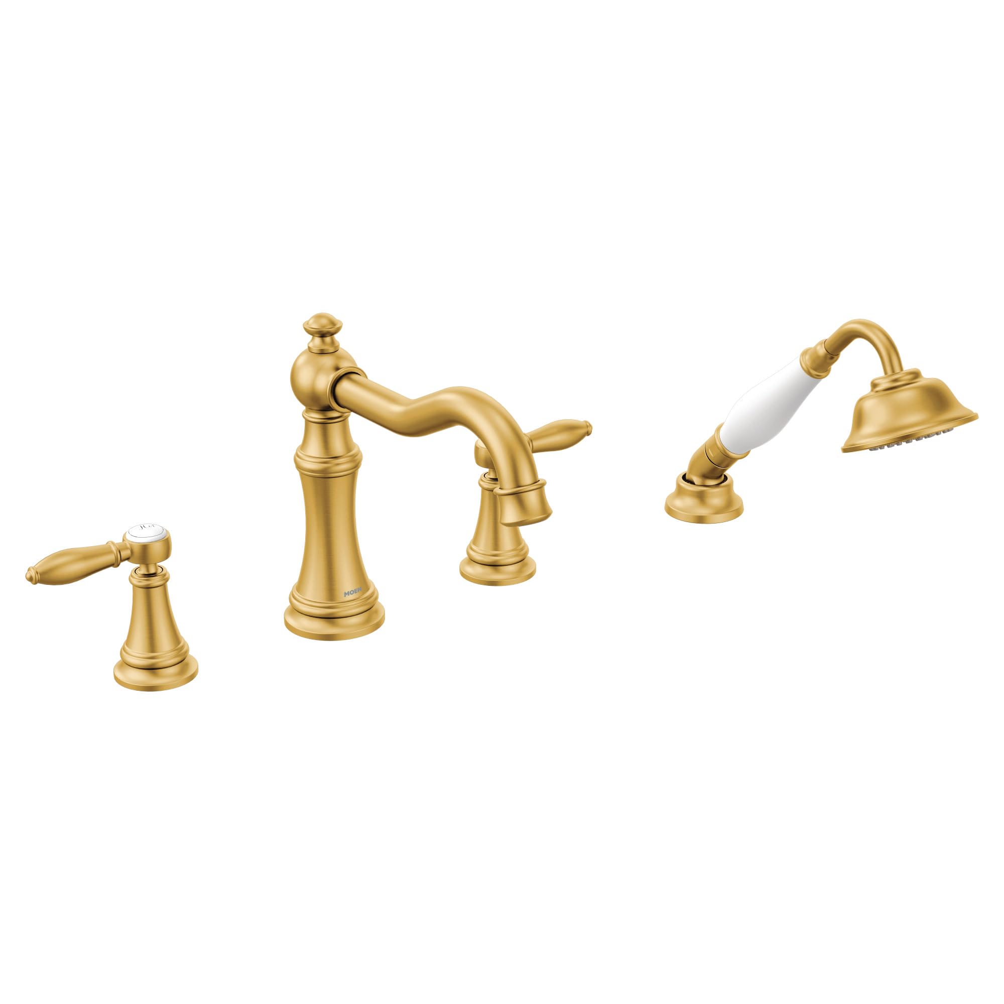 Moen Weymouth Two Handle Roman Tub Faucet Trim Kit with Handshower in Brushed Gold - TS21104BG