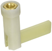 Cream-colored plastic wrench assembly with brass threaded insert and rectangular handle extension.