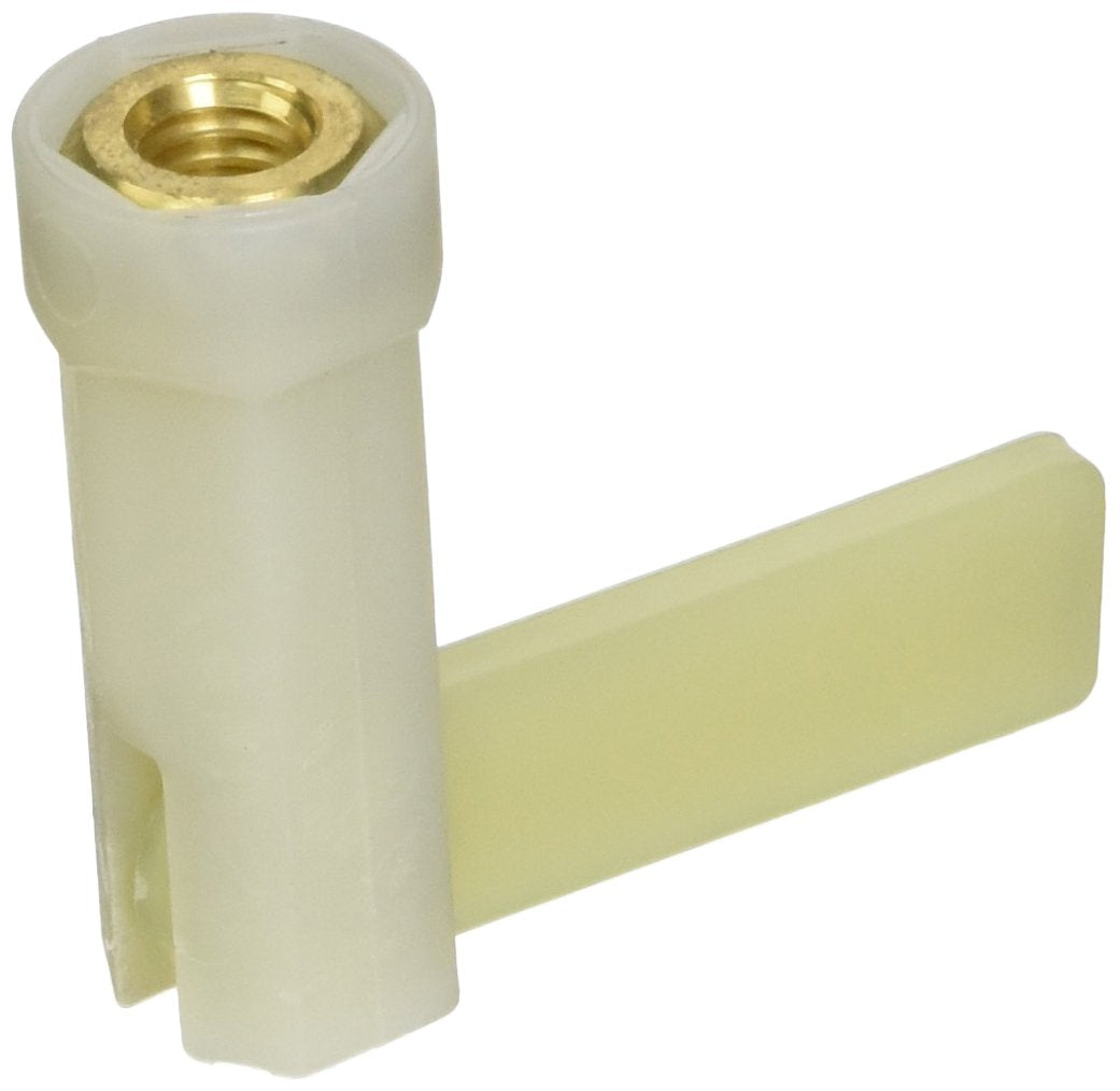 Cream-colored plastic wrench assembly with brass threaded insert and rectangular handle extension.