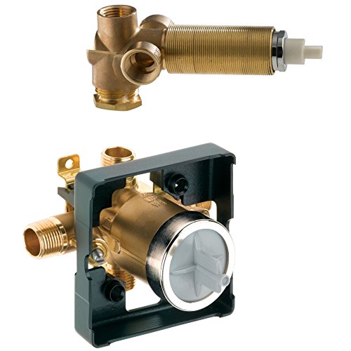 Brass pressure balance valve with diverter and extended rough-in body for wall-mounted installation.