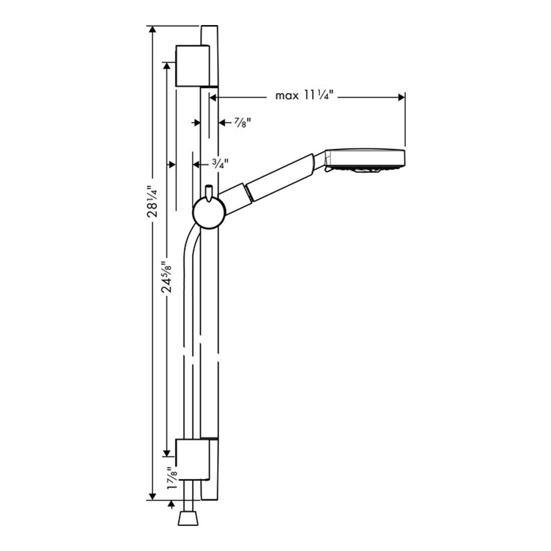 Hansgrohe 04266820 Raindance S Wallbar Set 120 3-Jet 24", 2.5 GPM in Brushed Nickel