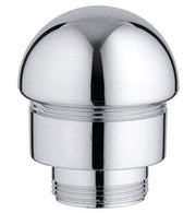 Chrome dome-shaped diverter valve with threaded connection port and central slot opening.