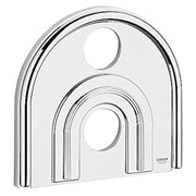 Chrome and matte chrome escutcheon plate with oval opening and concentric curved design elements.