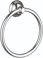 Chrome towel ring with circular design and wall-mounted bracket.