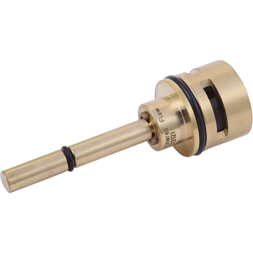 Brass cartridge assembly with stem, rubber seals, and cylindrical body for 2-setting diverter valve.