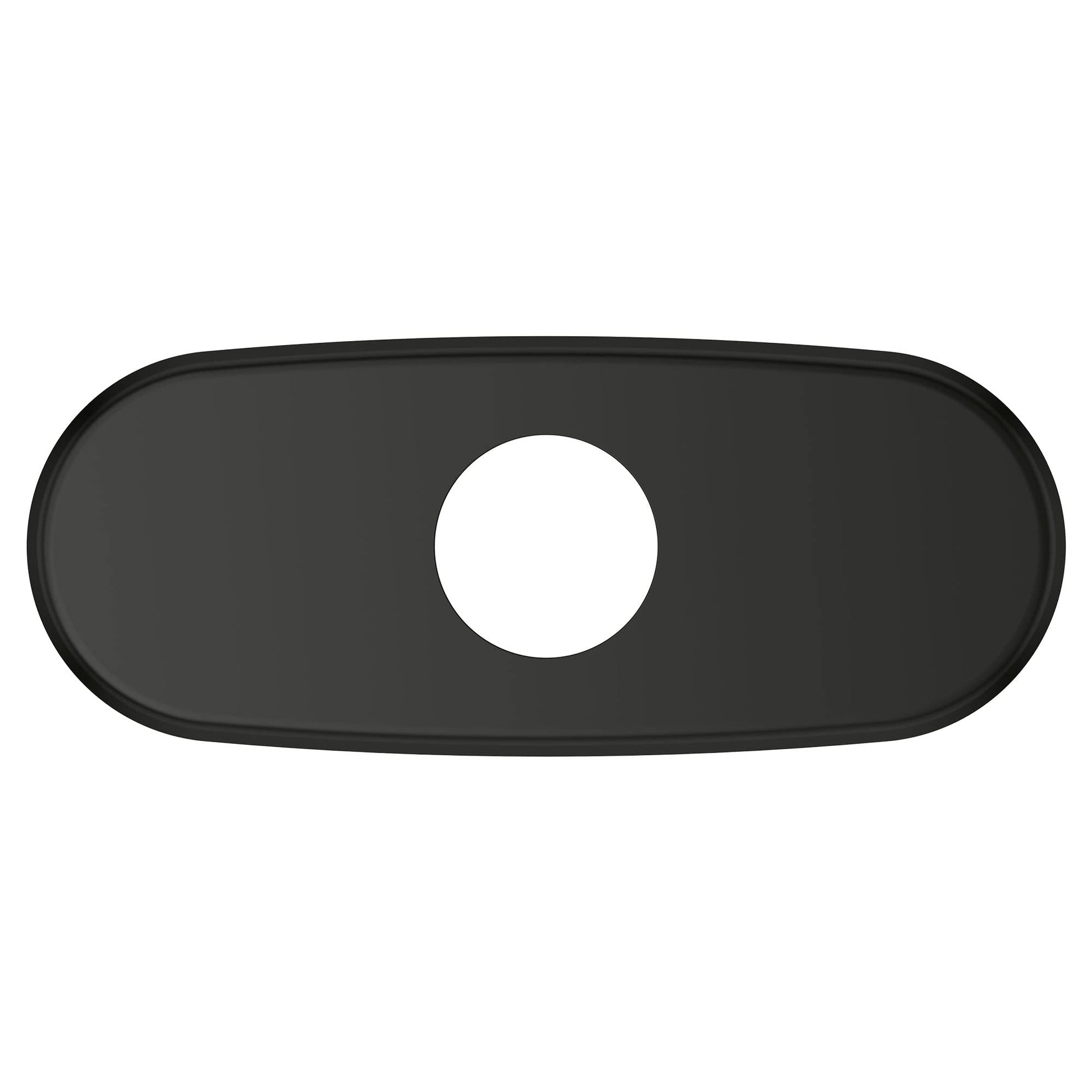 Matte black oval escutcheon with central circular opening and rounded edges.