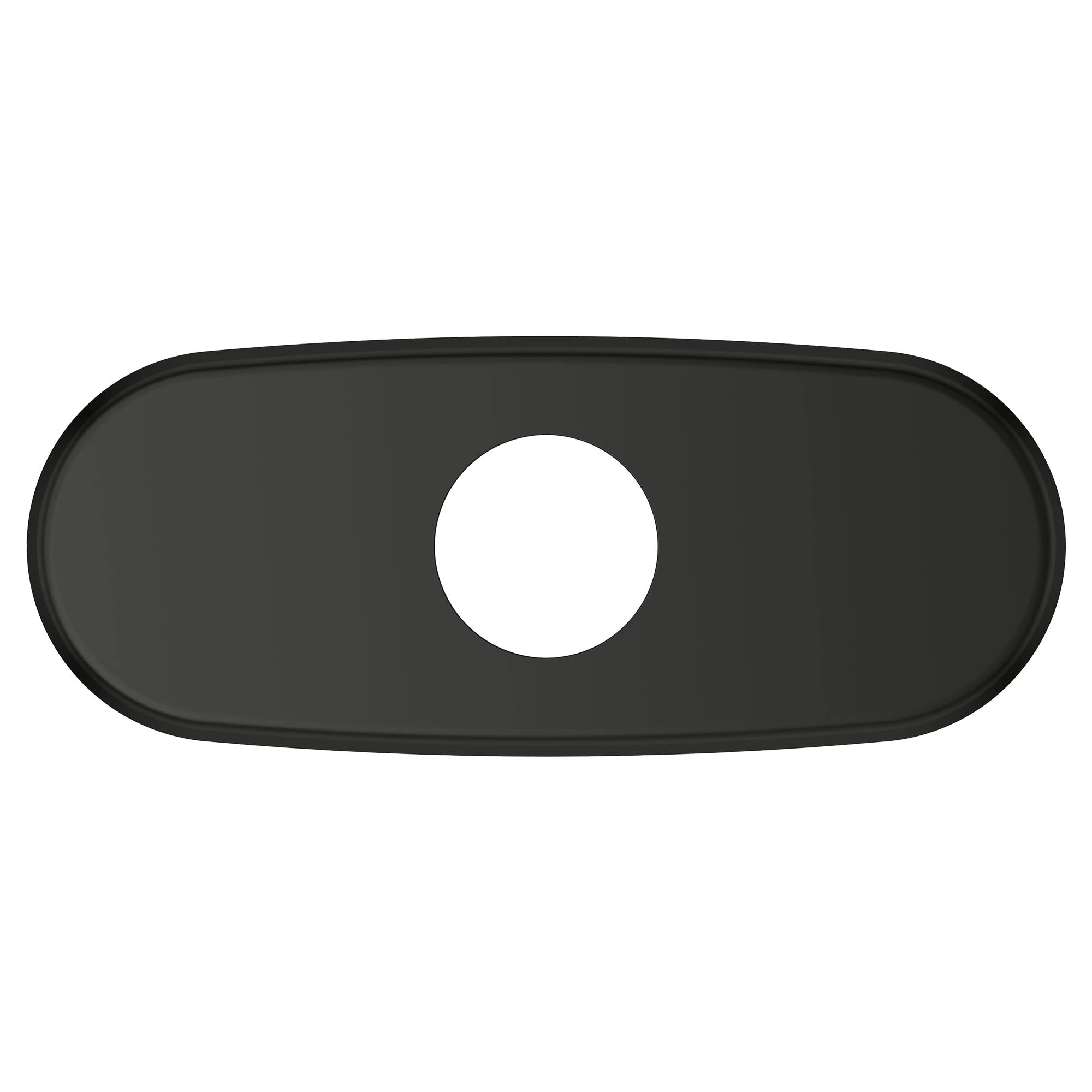 Matte black oval escutcheon with central circular opening and rounded edges.