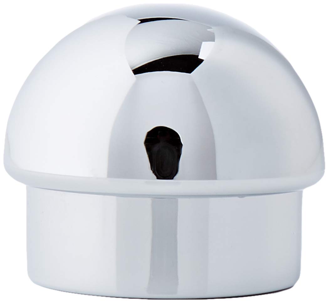 Chrome diverter knob with dome-shaped top and central grip slot for shower or tub valve control.
