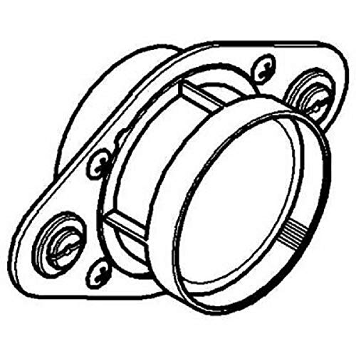 Chrome guide plate with threaded sleeve and mounting holes for plumbing fixture assembly.