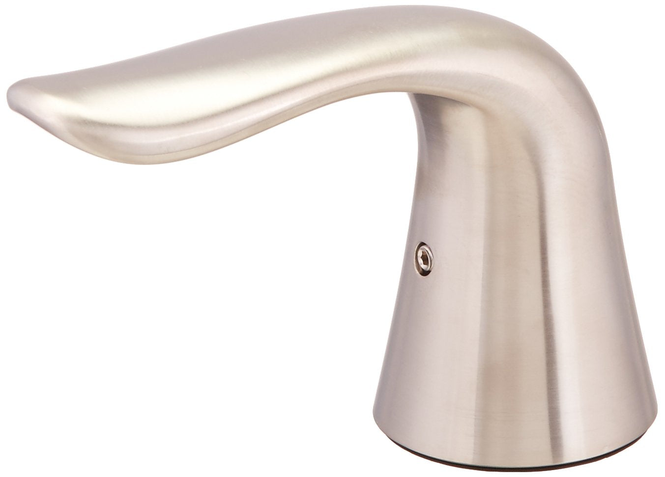 Curved stainless steel lever handle with conical base for Delta Lahara roman tub faucet.