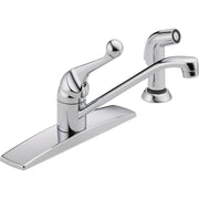 Delta 134 / 100 / 300 / 400 Series 400LF-WF Single Handle Kitchen Faucet with Spray - Single Handle Lever With Sidespray: Chrome