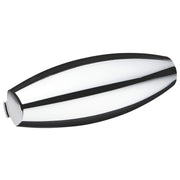 Chrome cover plate with black trim and circular mounting point on left side.
