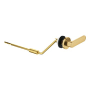 Grohe Essence right-hand trip lever in brushed gold finish with black seal ring and cylindrical mounting base.