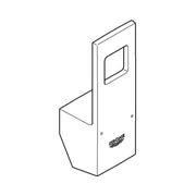 Grohe Supersteel lever handle with rectangular mounting plate and escutcheon cutout, shown in isometric technical drawing.