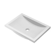 Pearl white rectangular bathroom sink with curved basin and single drain hole.