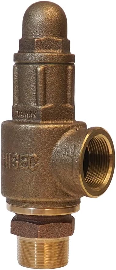 Bronze 1-1/4 inch heavy-duty pressure relief valve with rounded top, side outlet port, and threaded brass connections.