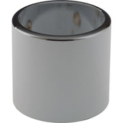 Chrome and white cylindrical sleeve with open top and bottom ends.