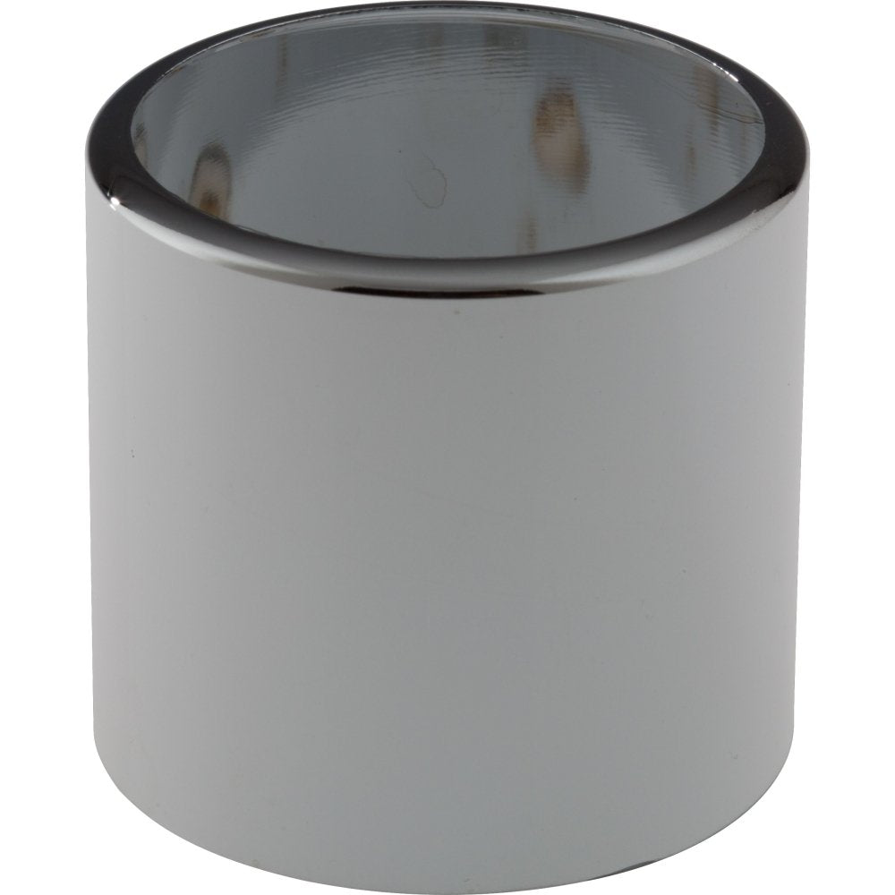 Chrome and white cylindrical sleeve with open top and bottom ends.