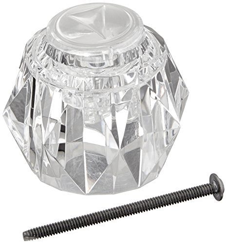 Clear faceted knob handle with mounting screw for Delta H51 faucet.