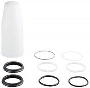 Grohe seal kit containing white cylindrical case with black and white rubber rings and gaskets inside.