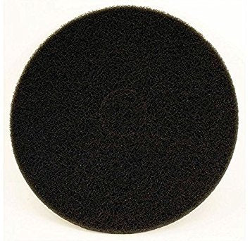 Black circular non-woven buffer pad with textured surface, 17 inches in diameter.