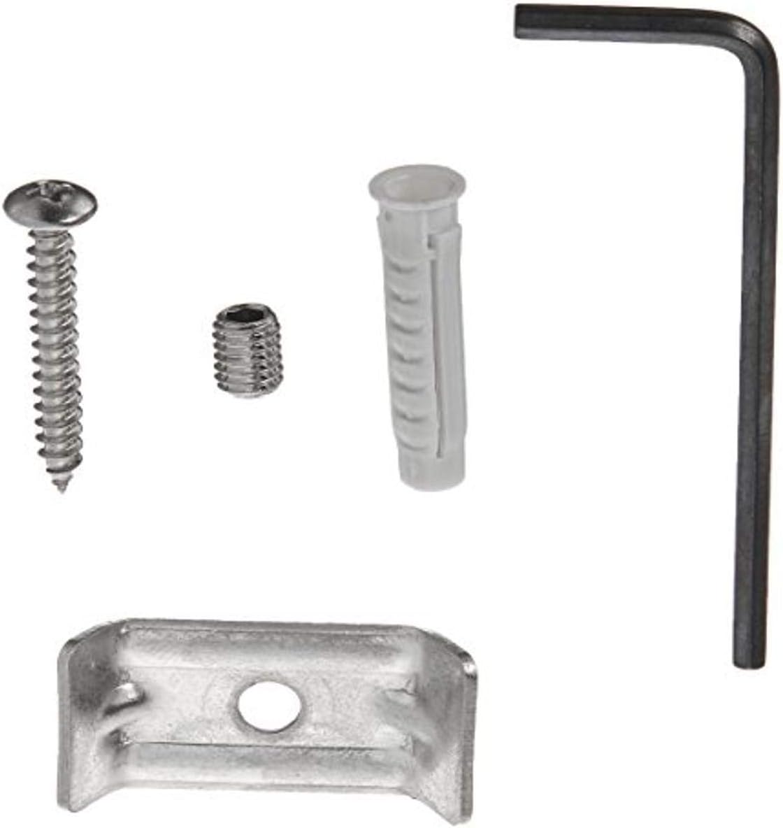 Delta RP64149 mounting hardware kit containing screws, anchors, metal bracket, and Allen wrench.