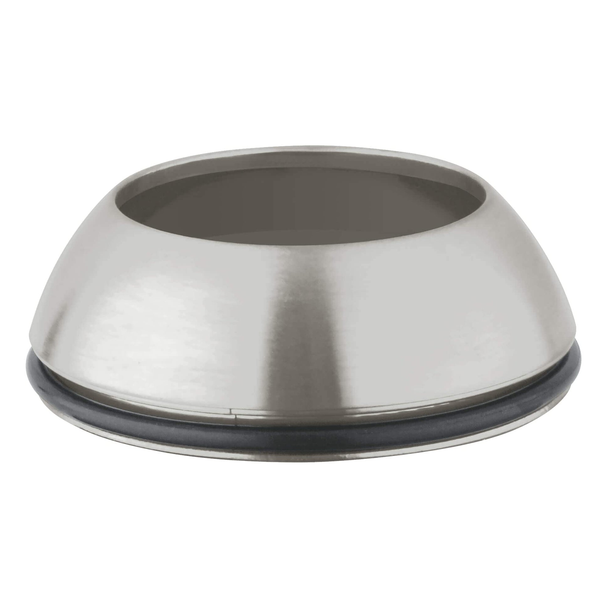 Stainless steel dome-shaped cap with black rubber base ring and open top.