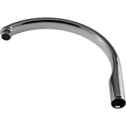 Chrome waterfall faucet spout with curved arc design and aerator at the tip.