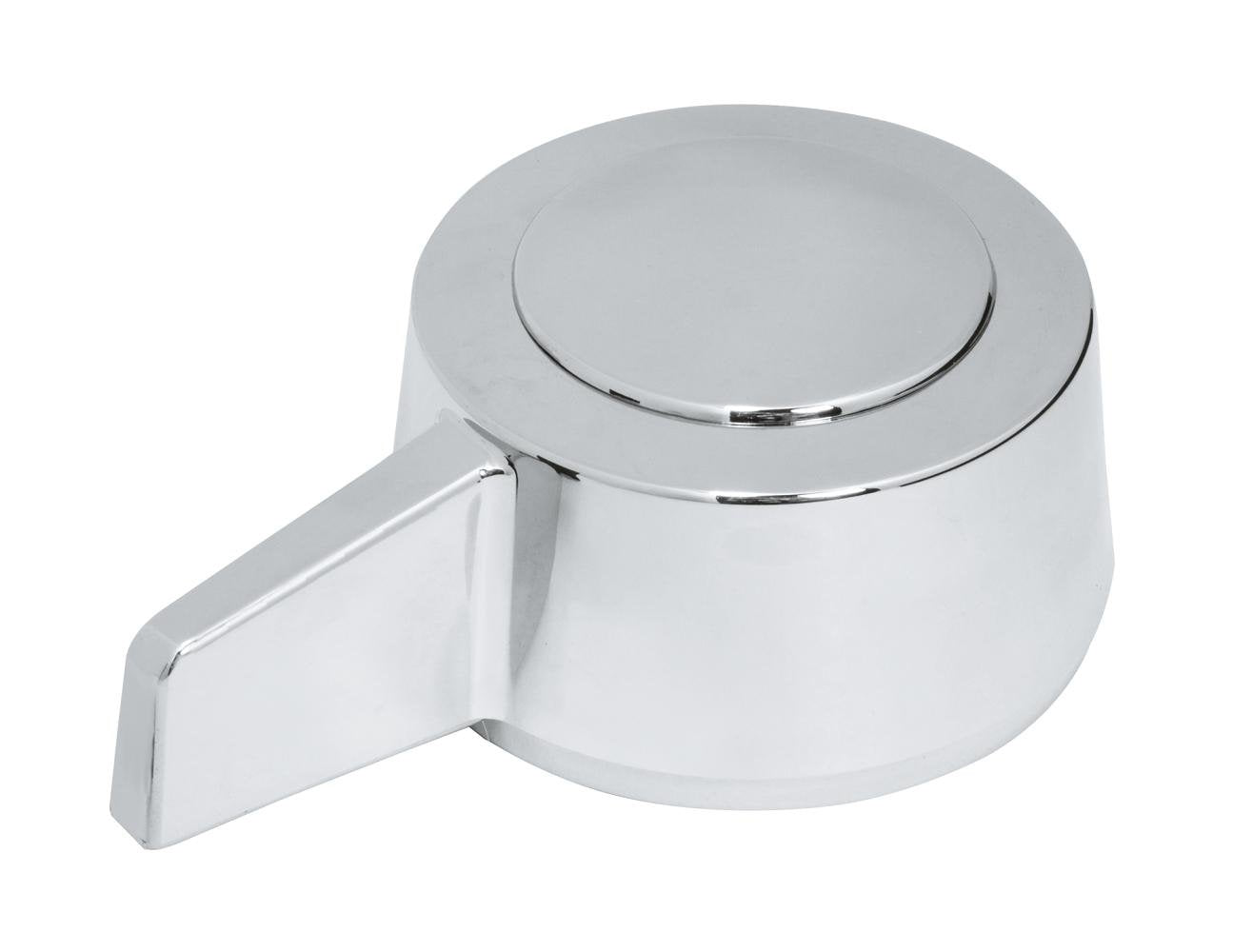 Chrome lever handle with rounded cap and rectangular grip for Grohe faucet repair.