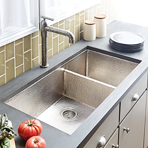 Native Trails CPK577 Cocina Duet Pro Copper Kitchen Sink: Brushed Nickel