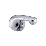 Chrome metal lever handle with curved design and mounting base.