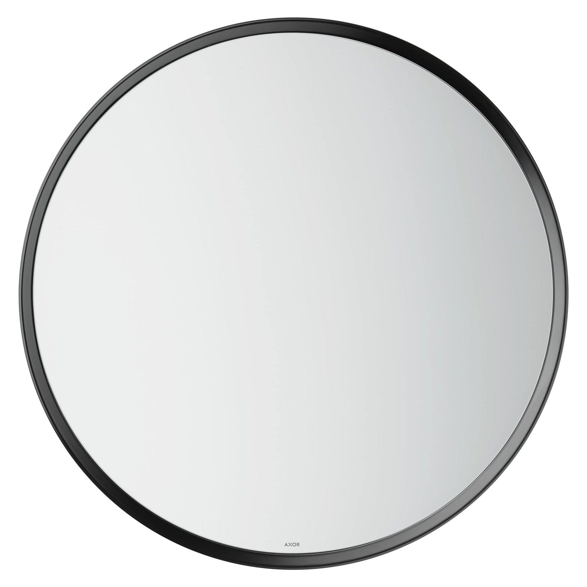 Circular wall mirror with chrome frame and reflective glass surface.