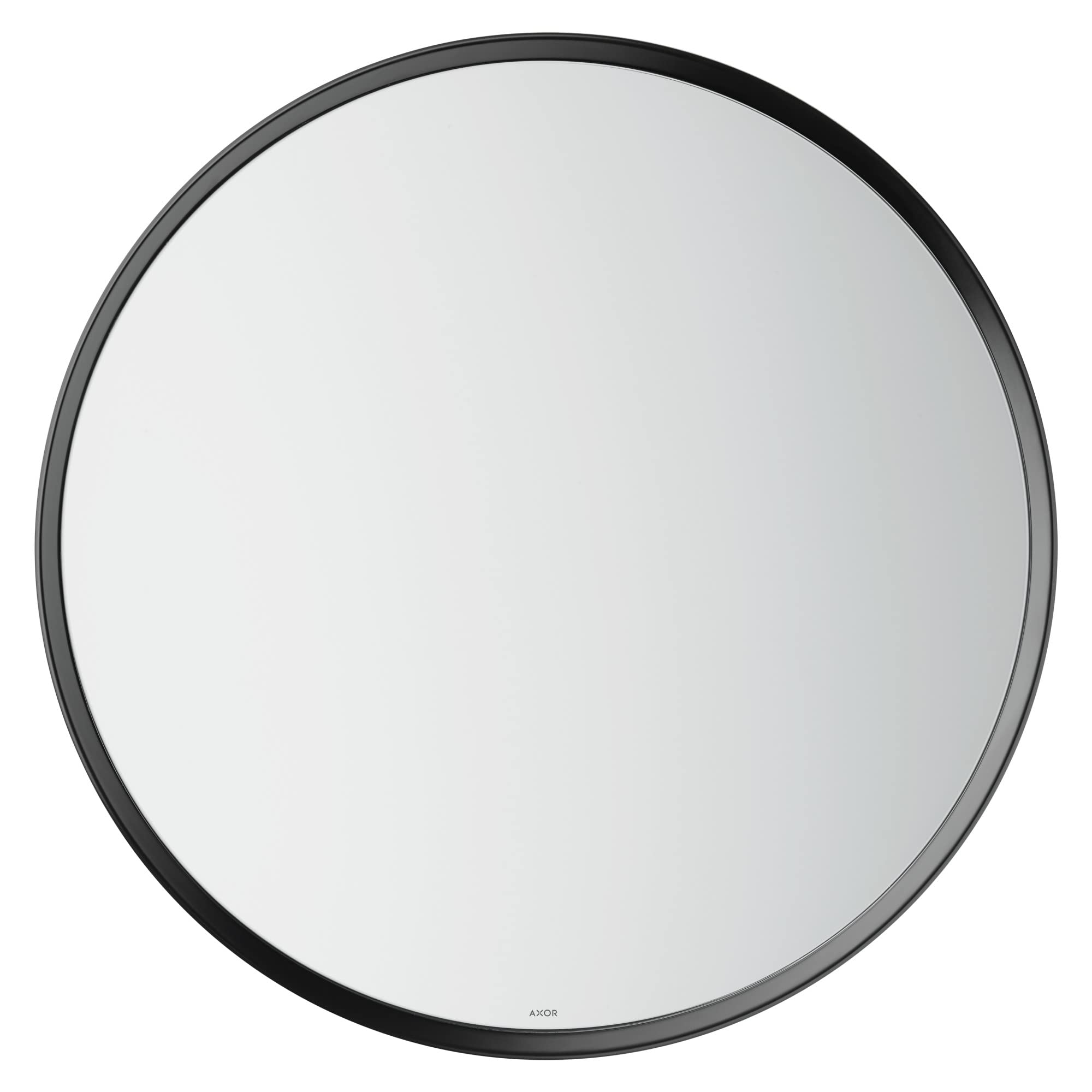Circular wall mirror with chrome frame and reflective glass surface.