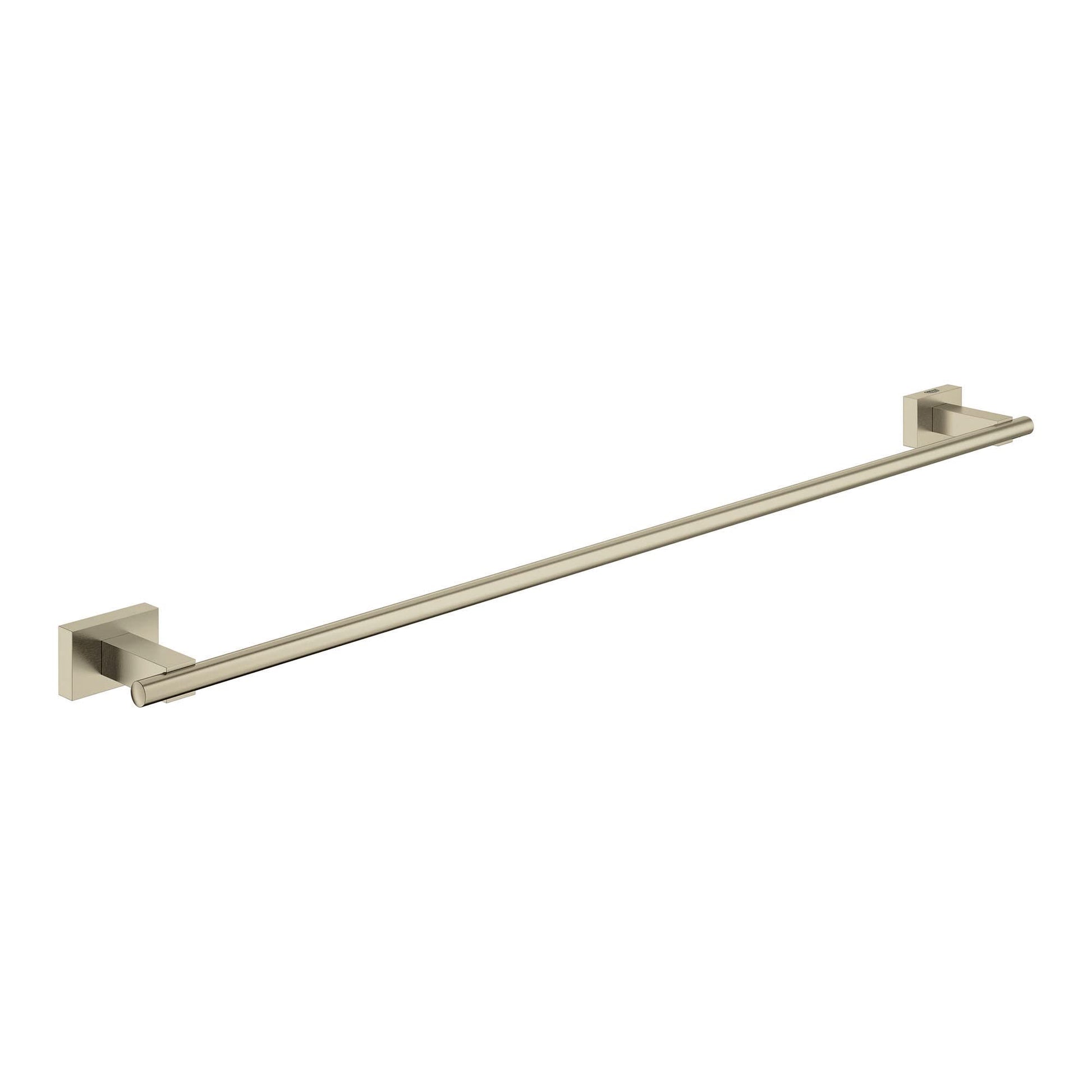 Grohe Essentials Cube 24-inch towel bar in brushed nickel with square wall mounts.