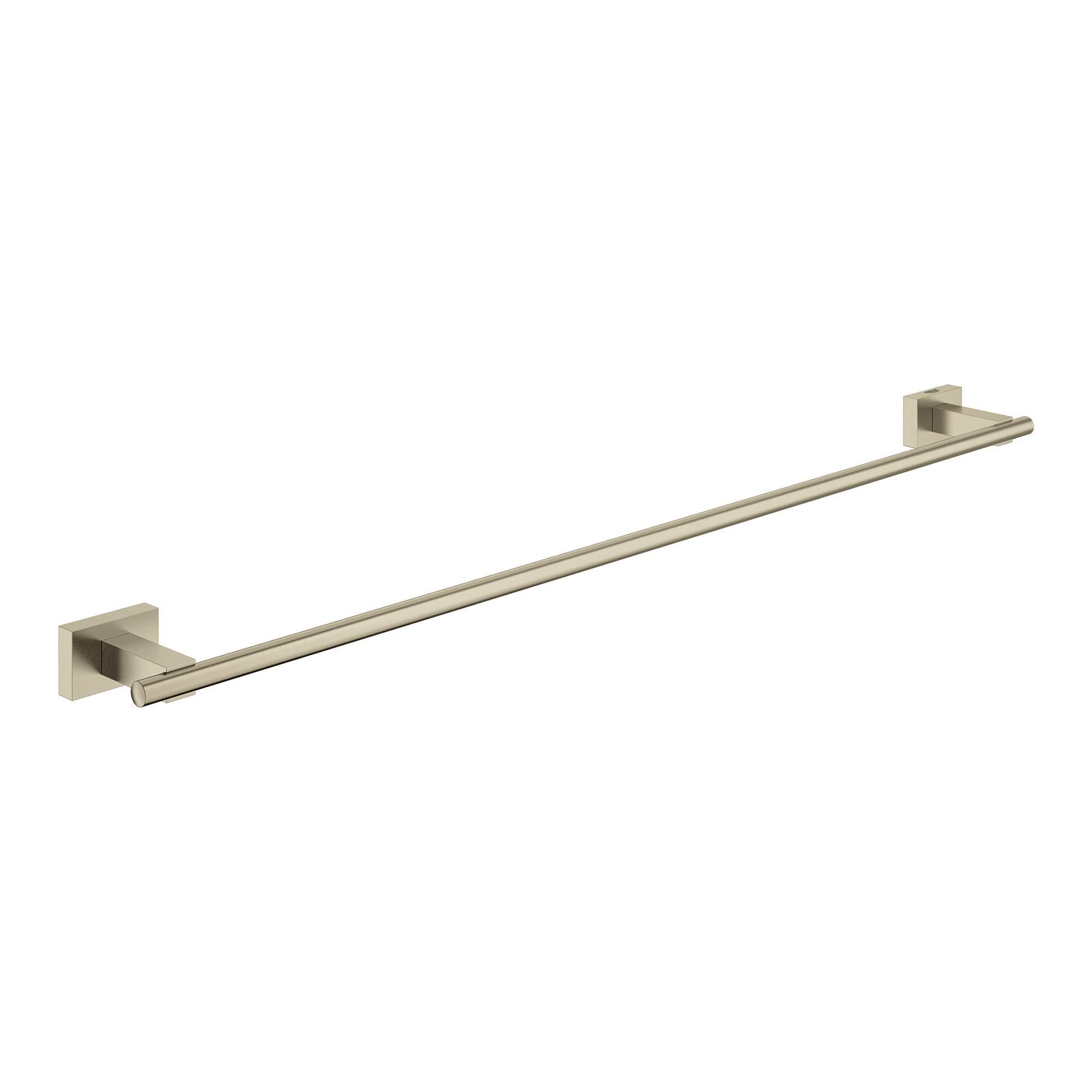 Grohe Essentials Cube 24-inch towel bar in brushed nickel with square wall mounts.