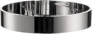 Chrome soap dish with smooth cylindrical walls and open top.