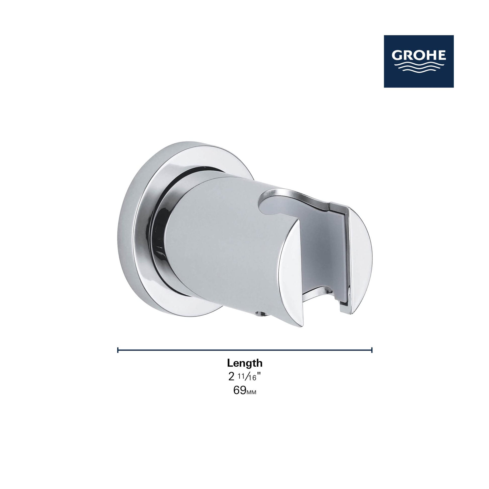 Matte black wall-mounted hand shower holder with circular mounting plate and adjustable bracket.