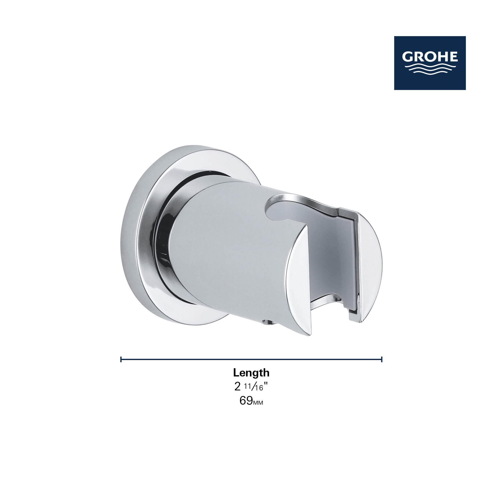 Matte black wall-mounted hand shower holder with circular mounting plate and adjustable bracket.