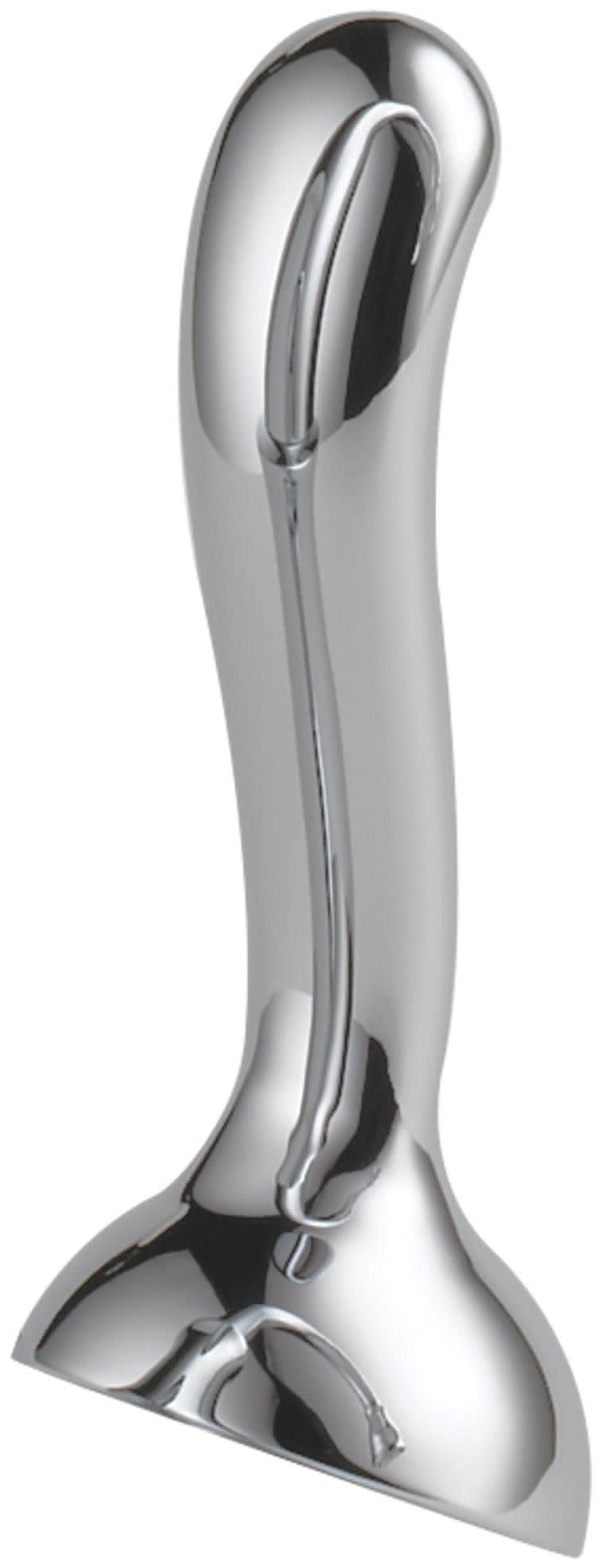 Chrome metal lever handle kit with curved grip and mounting base for faucet installation.