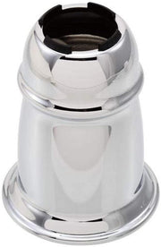 Chrome finish anchor kit with cylindrical white housing and black interior collar for wall or ceiling mounting.