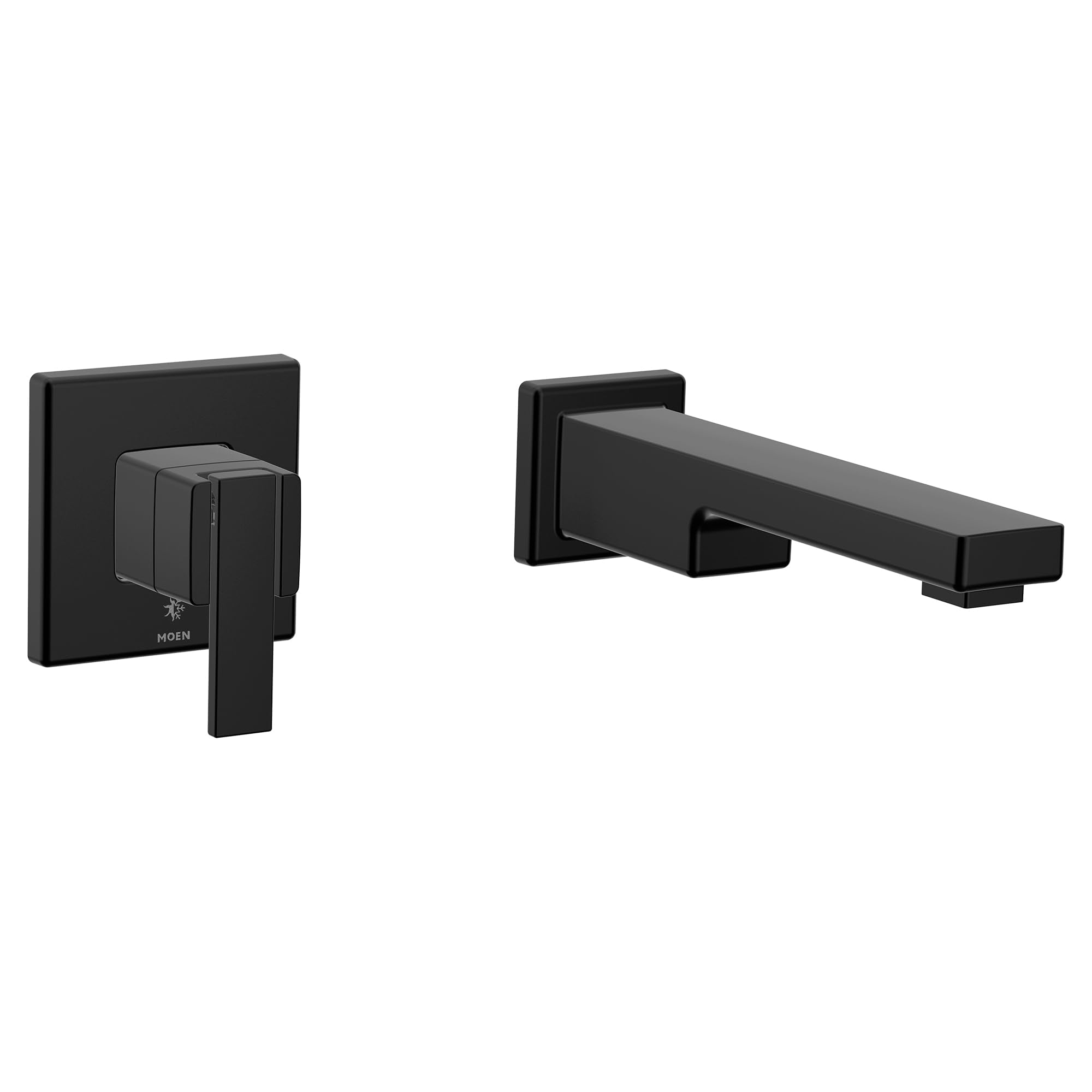 Moen 90 Degree Single Handle Wall Mount Tub Filler High Flow Tub Faucet with 10" Spout Reach in Matte Black - WTS911BL