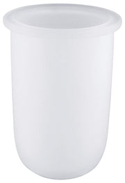 Clear frosted glass cylinder with rolled rim and tapered bottom.